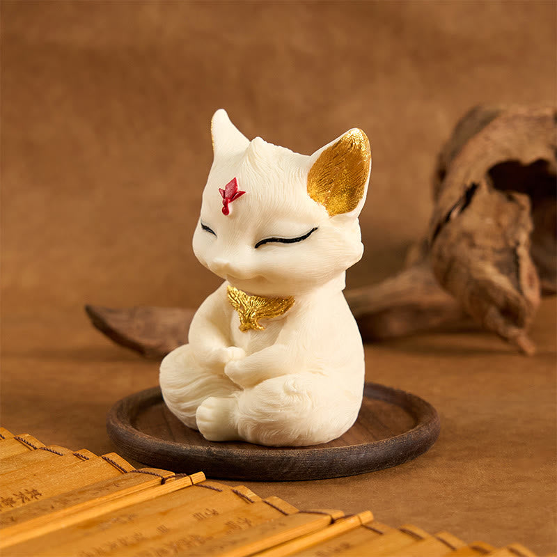 Nimara Ritual Nine Tailed Fox Carved Ivory Fruit Blessing Home Decoration