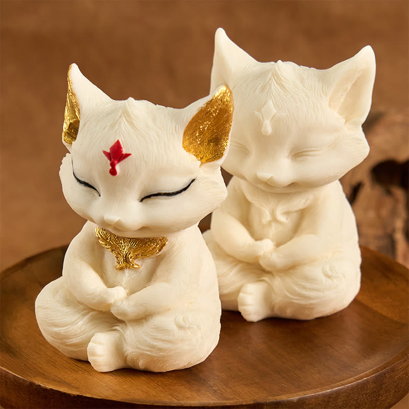 Nimara Ritual Nine Tailed Fox Carved Ivory Fruit Blessing Home Decoration
