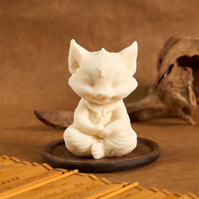 Nimara Ritual Nine Tailed Fox Carved Ivory Fruit Blessing Home Decoration