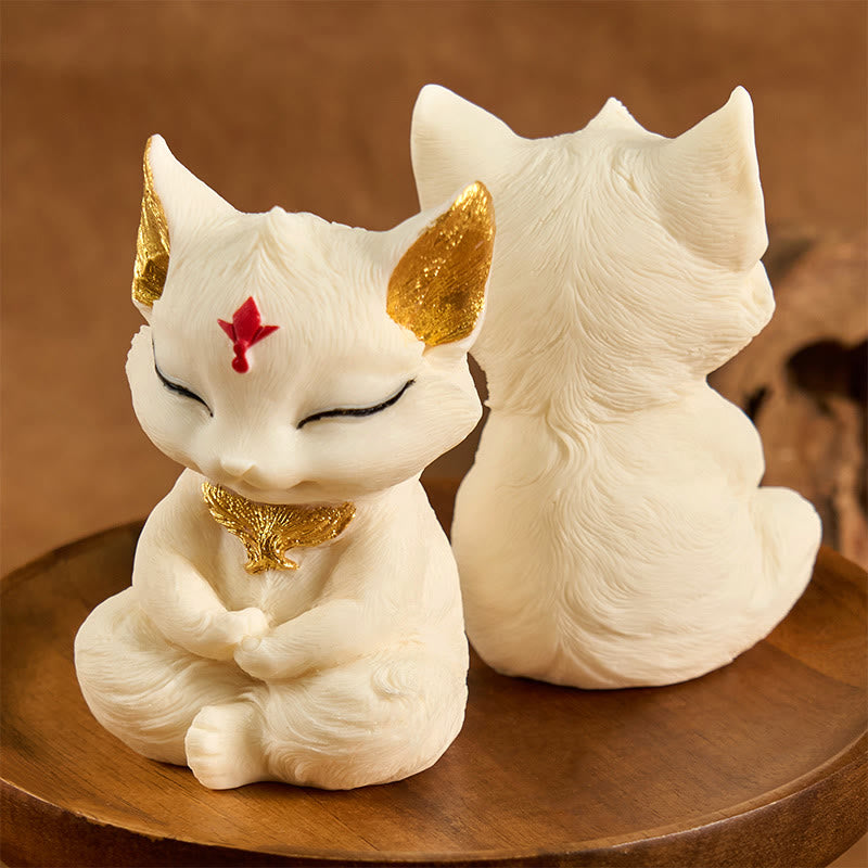 Nimara Ritual Nine Tailed Fox Carved Ivory Fruit Blessing Home Decoration