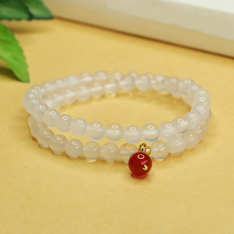 Nimara Ritual Natural Chalcedony Red Agate Bead Double Layer Harmony Positive Bracelet