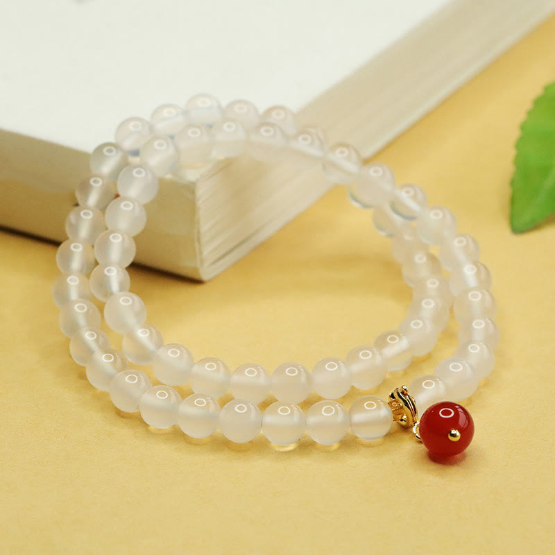 Nimara Ritual Natural Chalcedony Red Agate Bead Double Layer Harmony Positive Bracelet