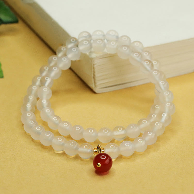 Nimara Ritual Natural Chalcedony Red Agate Bead Double Layer Harmony Positive Bracelet