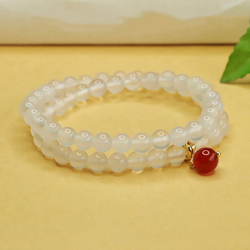 Nimara Ritual Natural Chalcedony Red Agate Bead Double Layer Harmony Positive Bracelet
