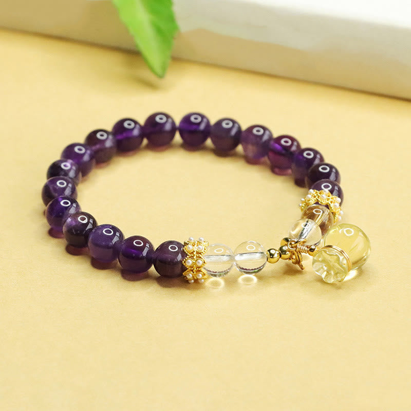 Nimara Ritual Natural Amethyst Citrine Money Bag Balance Bracelet