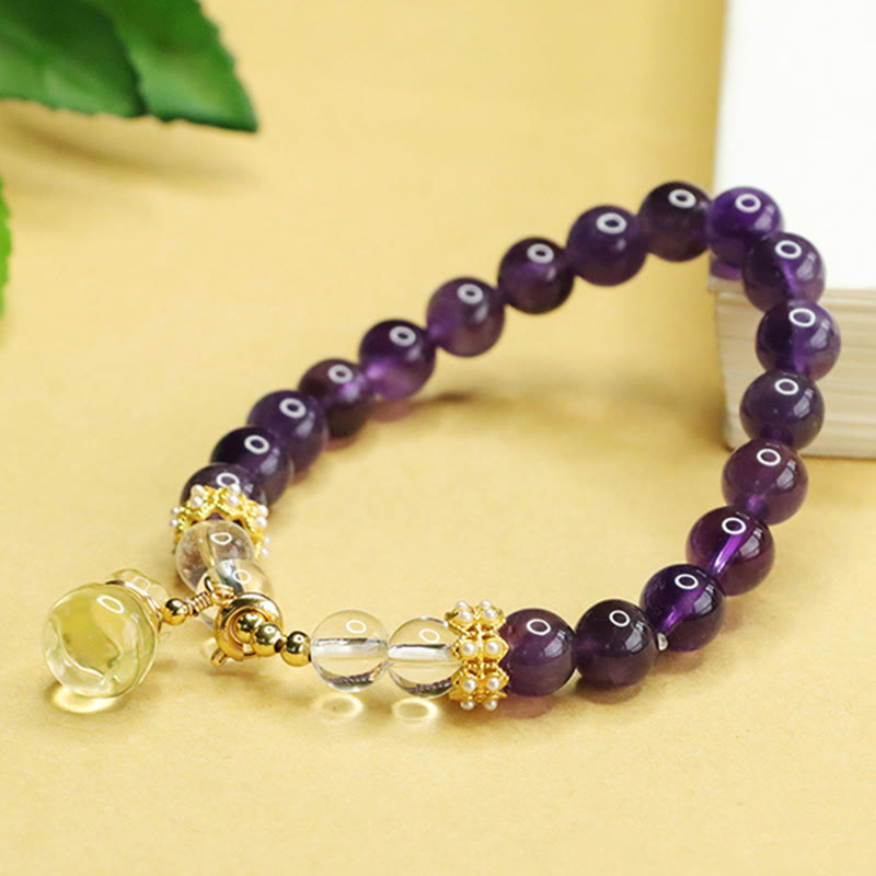 Nimara Ritual Natural Amethyst Citrine Money Bag Balance Bracelet