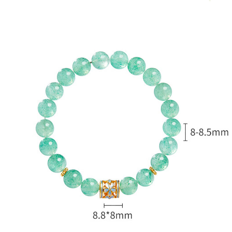 Nimara Ritual 925 Sterling Silver Green Strawberry Quartz Flower Calm Bracelet