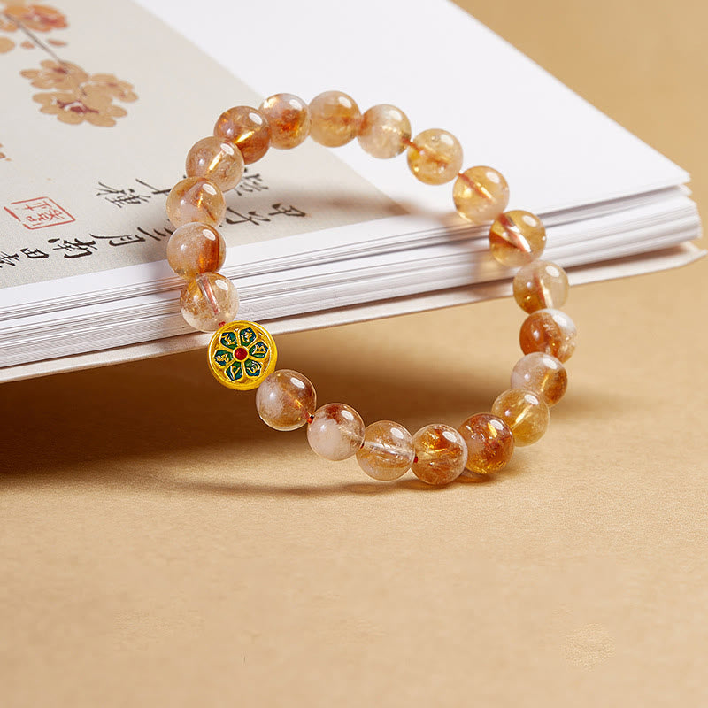 Nimara Ritual 999 Sterling Silver Citrine Om Mani Padme Hum Protection Bracelet