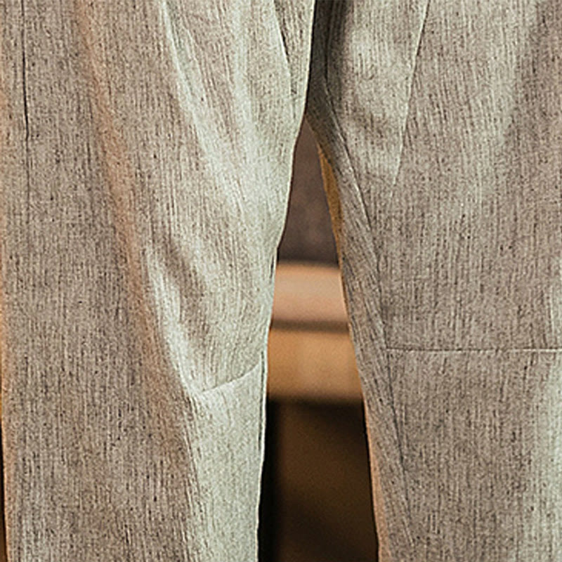 Nimara Ritual Casual Solid Color Drawstring Men's Elastic Waistband Cotton Linen Pants With Pockets