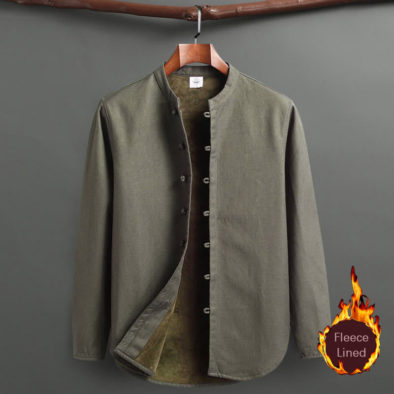 Nimara Ritual Solid Tang Suit Traditional Fleece Lined Uniform Long Sleeve Top Pants Men's Set