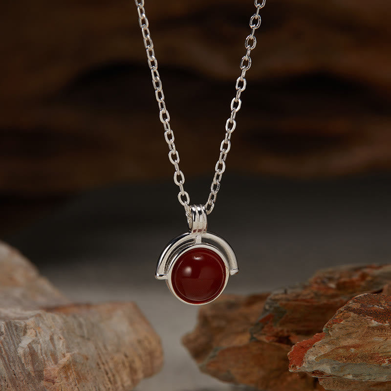 Nimara Ritual Red Agate Tiger Eye Aquamarine Moonstone 925 Sterling Silver Confidence Necklace Pendant