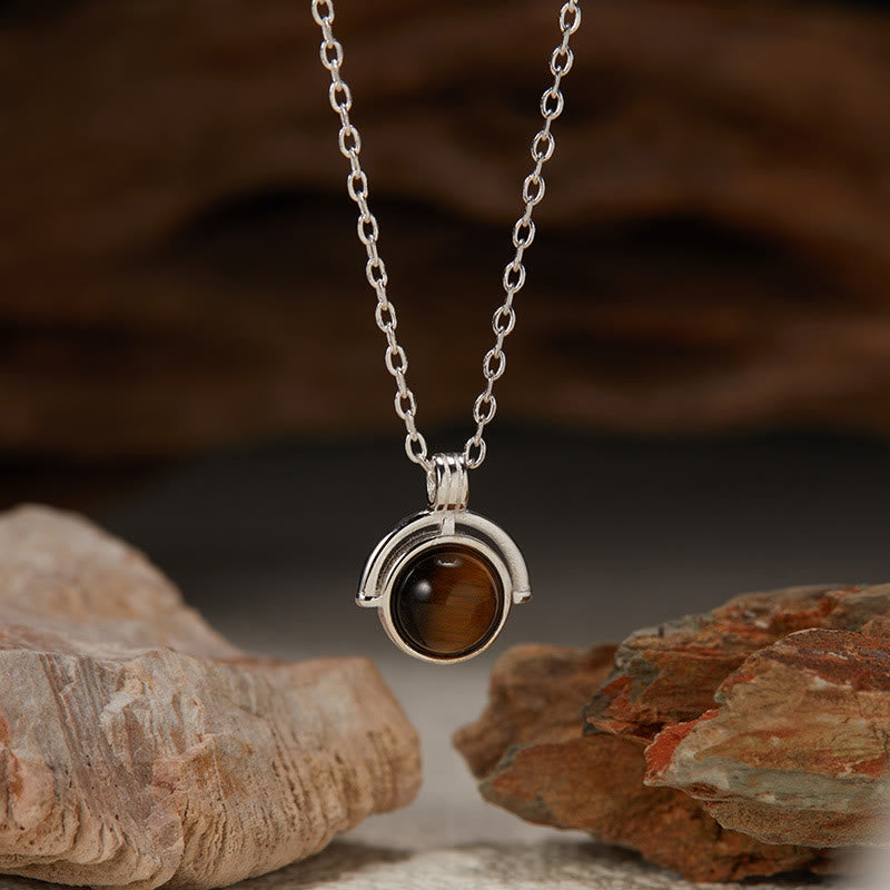 Nimara Ritual Red Agate Tiger Eye Aquamarine Moonstone 925 Sterling Silver Confidence Necklace Pendant