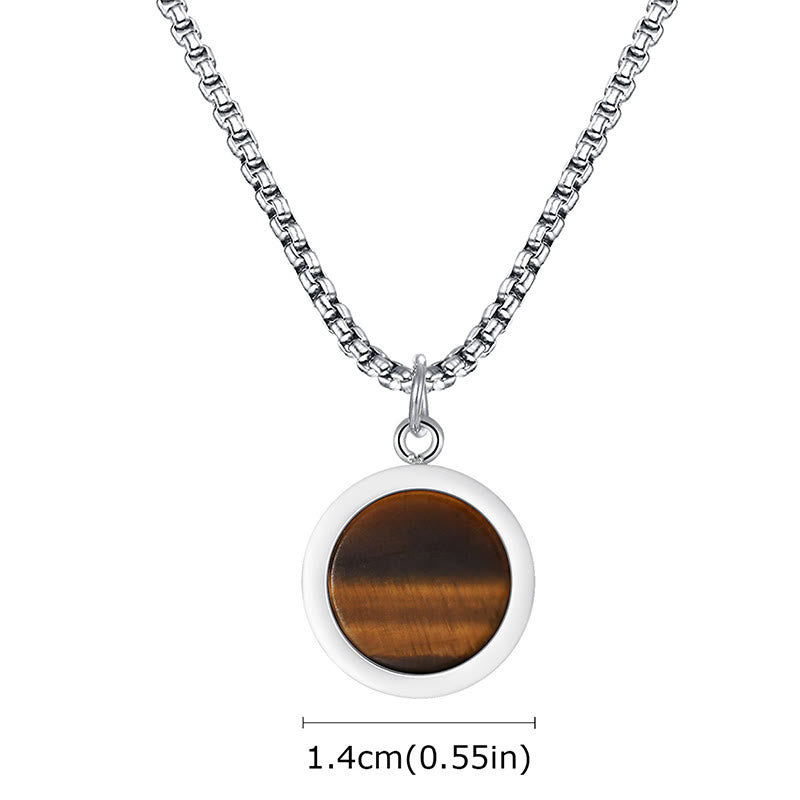 Nimara Ritual Natural Stone Turquoise Tiger Eye Lazurite Malachite Titanium Steel Purification Necklace Pendant