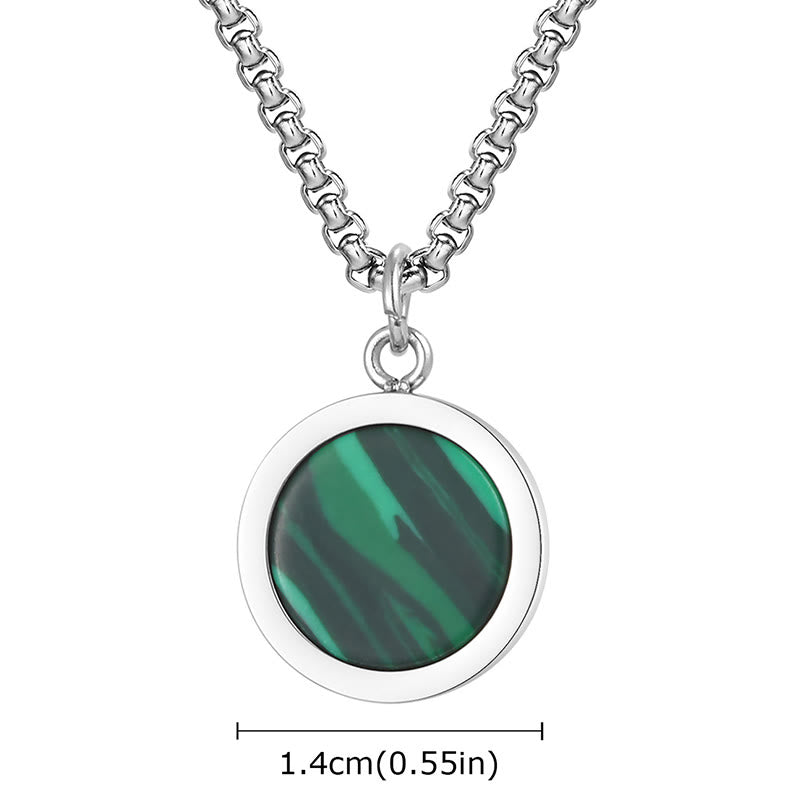 Nimara Ritual Natural Stone Turquoise Tiger Eye Lazurite Malachite Titanium Steel Purification Necklace Pendant