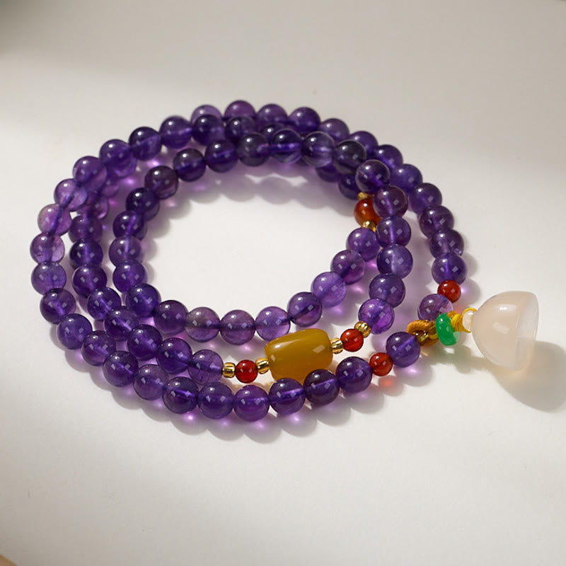 Nimara Ritual Natural Amethyst Beads Coin Hanging Gourd Chalcedony Lotus Balance Multi-layer Bracelet