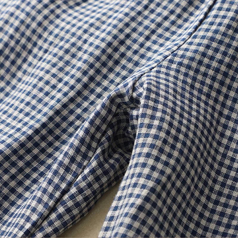 Nimara Ritual Commute Casual Checkered Pattern 7-8 Length Women's Wide Leg Cotton Linen Pants With Pockets