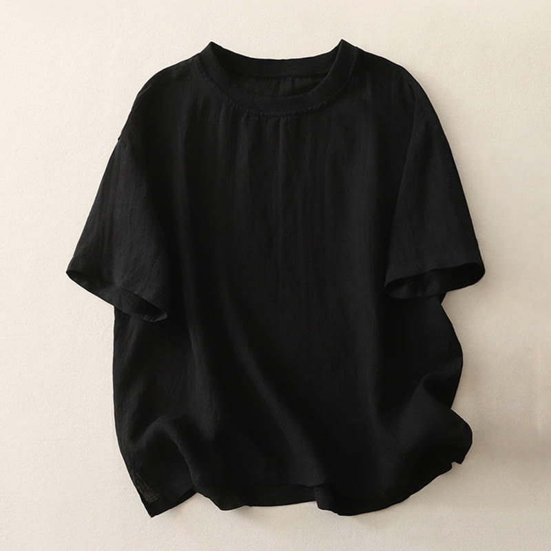 Nimara Ritual Plain Threaded Crew Neck Design Women's Polyester Short Sleeves Shirt