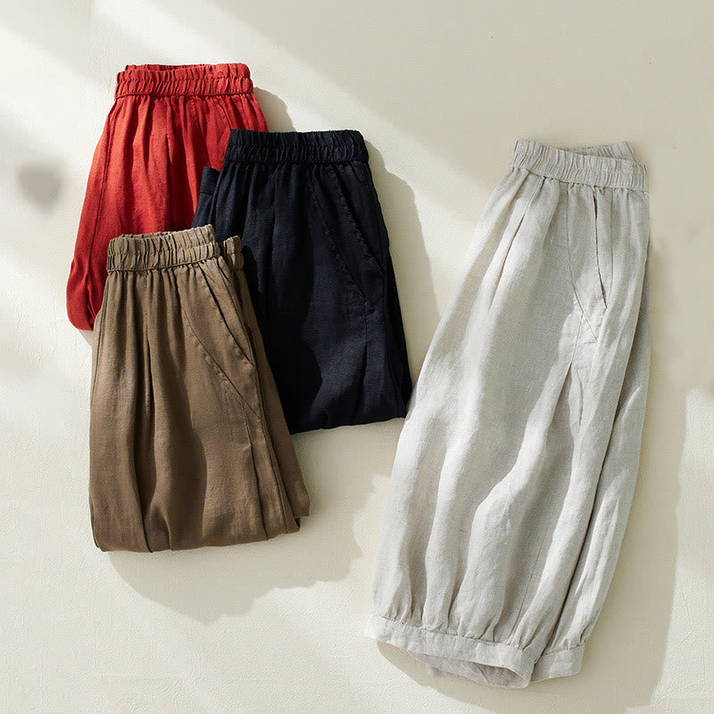 Nimara Ritual Commute Pure Color High Waist Women's Harem Pants With Pockets