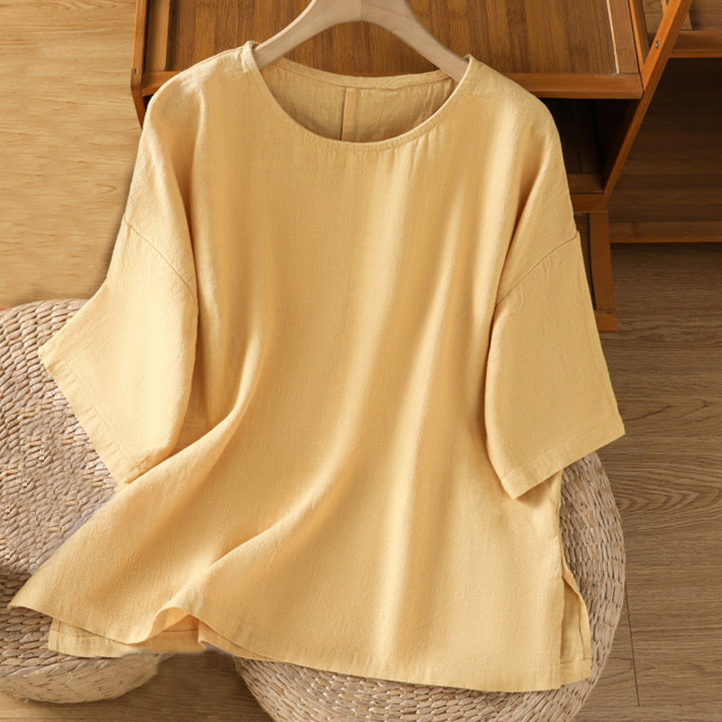 Nimara Ritual Casual Summer Plain Crew Neck Women's Short Sleeve T-Shirt
