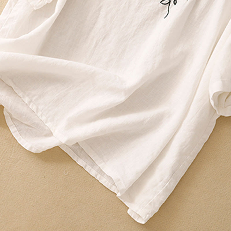 Nimara Ritual Casual Summer Embroidered Crew Neck Women's Cotton Short Sleeve T-shirt
