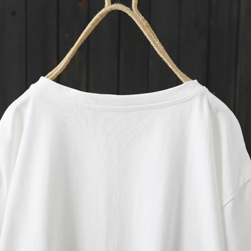 Nimara Ritual Casual Loose Summer Plain Crew Neck Women's Short Sleeve T-shirt