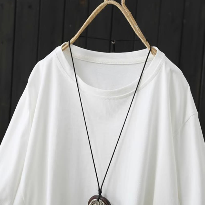 Nimara Ritual Casual Loose Summer Plain Crew Neck Women's Short Sleeve T-shirt