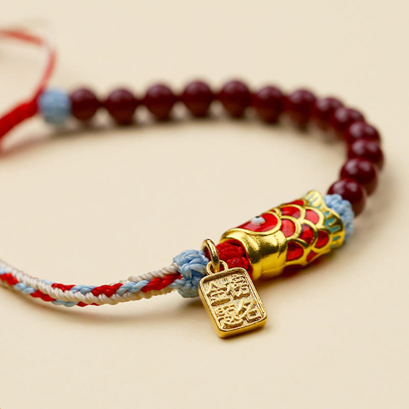 Nimara Ritual Cinnabar Beads Lucky Koi Fish Blessing Bracelet
