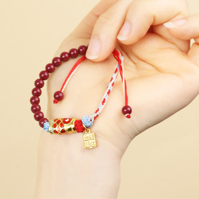 Nimara Ritual Cinnabar Beads Lucky Koi Fish Blessing Bracelet