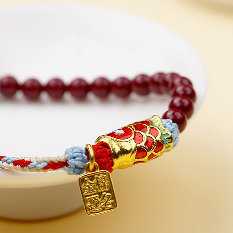 Nimara Ritual Cinnabar Beads Lucky Koi Fish Blessing Bracelet
