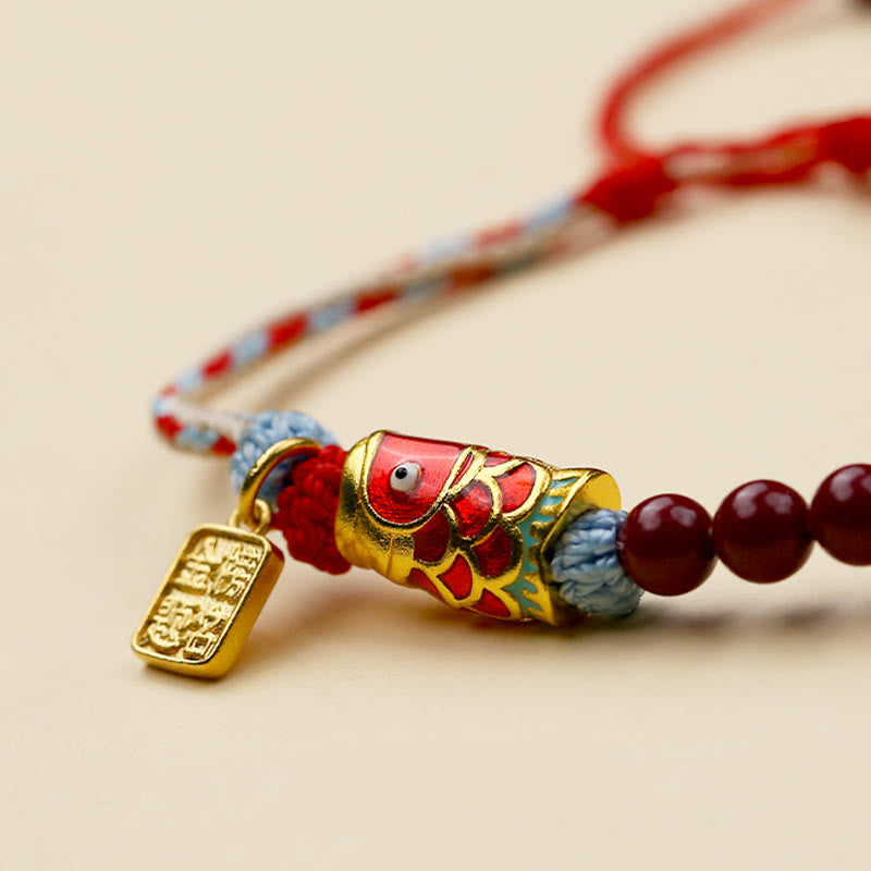 Nimara Ritual Cinnabar Beads Lucky Koi Fish Blessing Bracelet