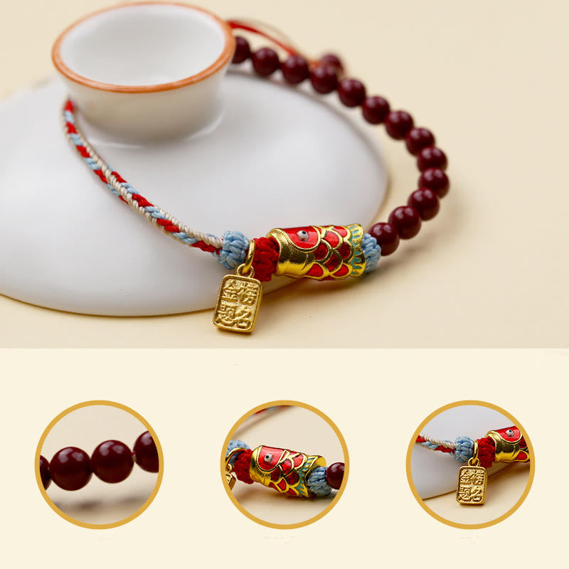 Nimara Ritual Cinnabar Beads Lucky Koi Fish Blessing Bracelet