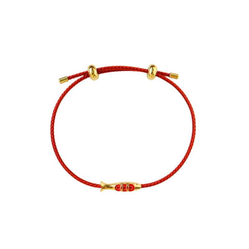 Nimara Ritual Brass Koi Fish Red String Wealth Bracelet