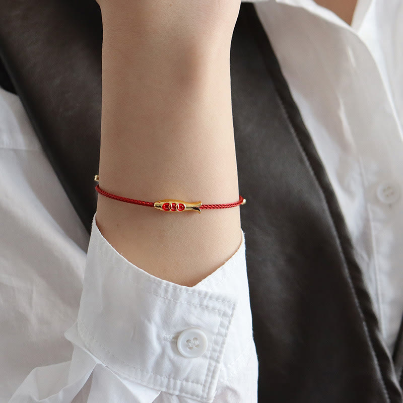 Nimara Ritual Brass Koi Fish Red String Wealth Bracelet