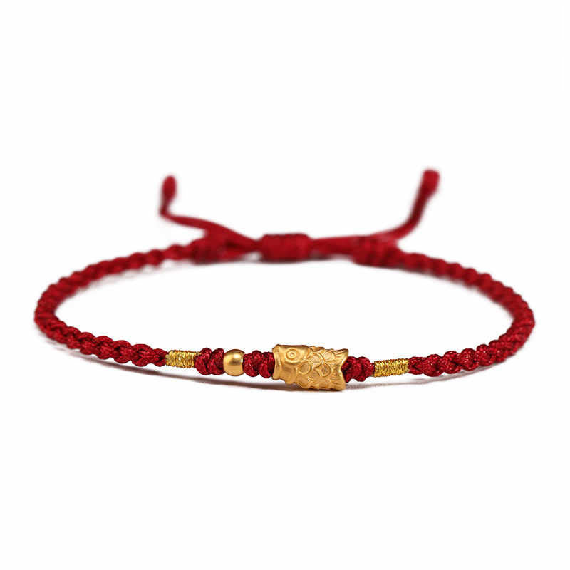 Nimara Ritual 999 Gold Luck Protection Koi Fish Handmade Braided String Bracelet