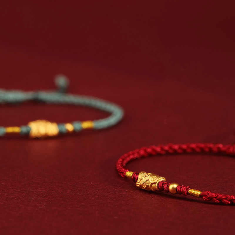 Nimara Ritual 999 Gold Luck Protection Koi Fish Handmade Braided String Bracelet