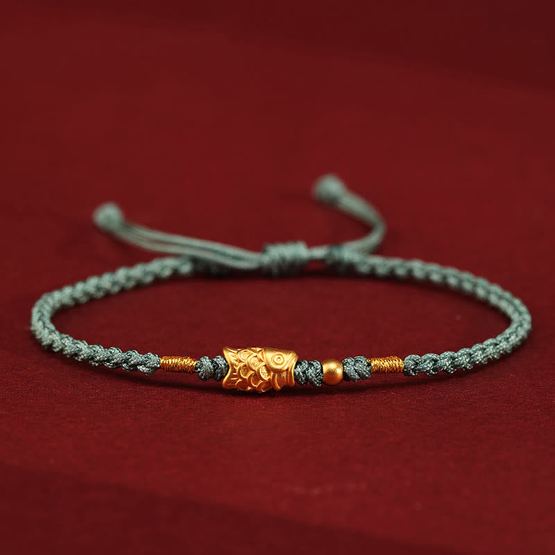Nimara Ritual 999 Gold Luck Protection Koi Fish Handmade Braided String Bracelet