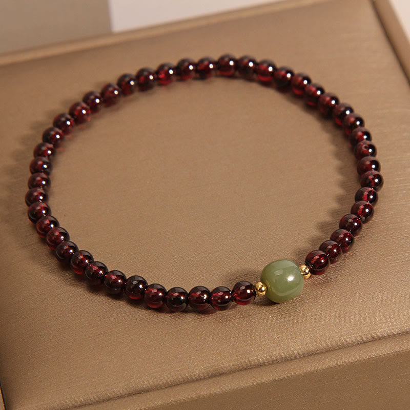 Nimara Ritual Natural 3mm Ultra-thin Garnet Hetian Jade Beads Stability Bracelet