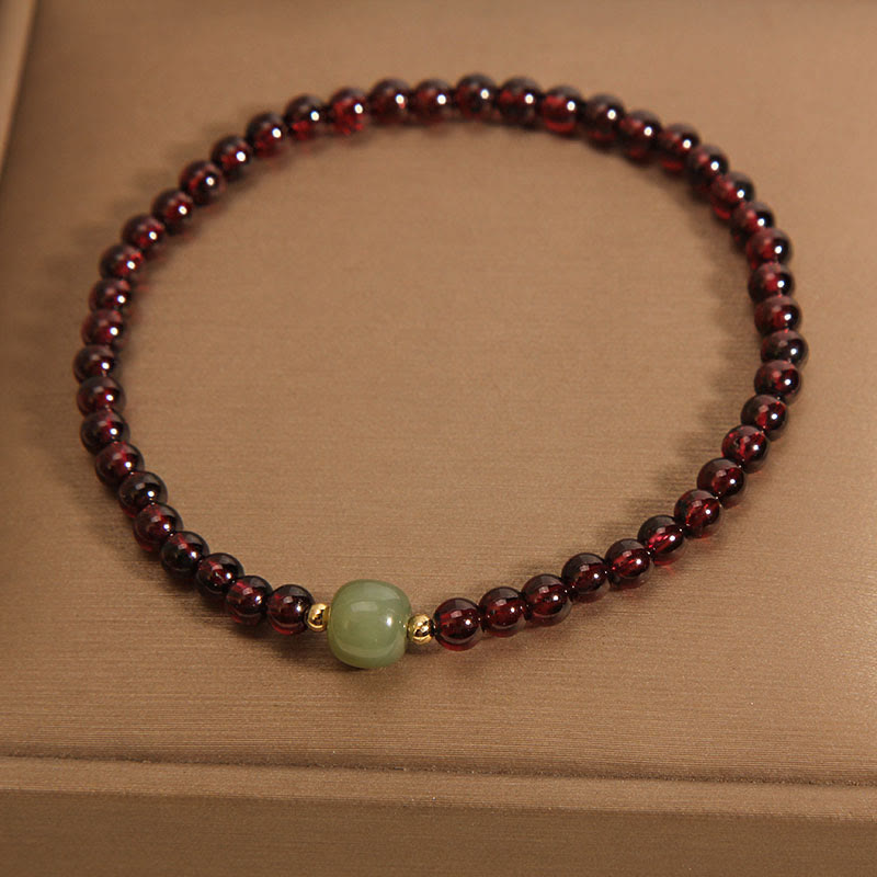 Nimara Ritual Natural 3mm Ultra-thin Garnet Hetian Jade Beads Stability Bracelet