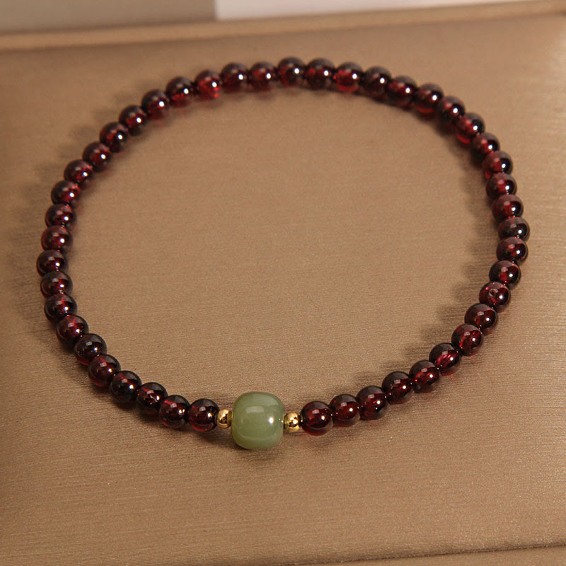 Nimara Ritual Natural 3mm Ultra-thin Garnet Hetian Jade Beads Stability Bracelet