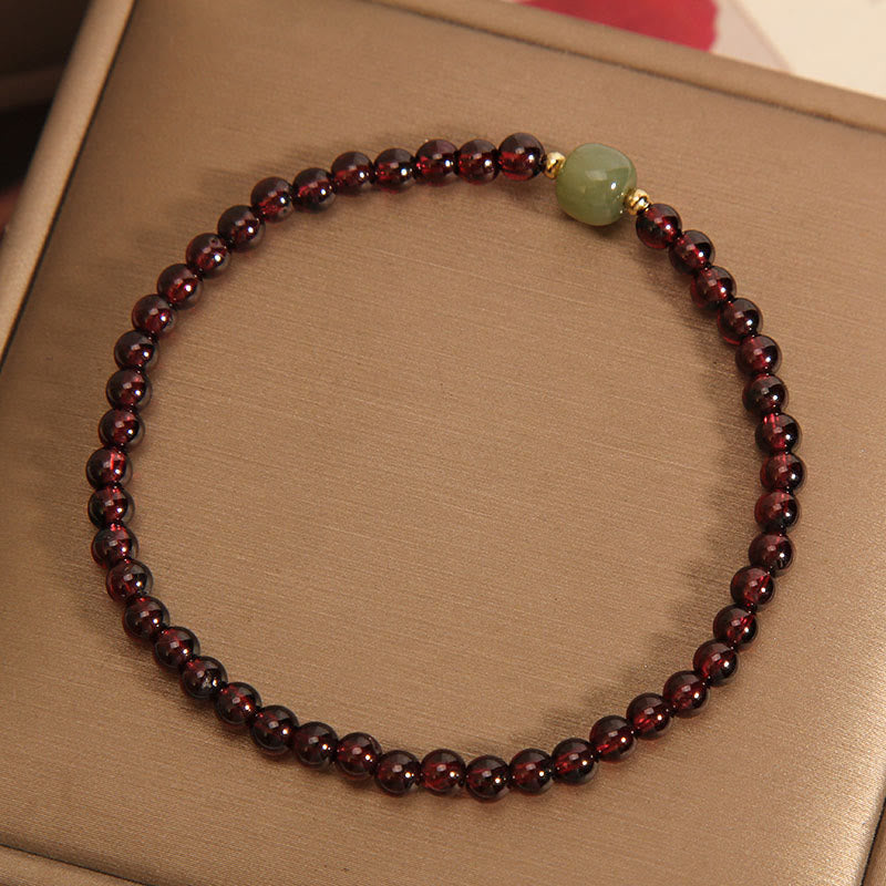 Nimara Ritual Natural 3mm Ultra-thin Garnet Hetian Jade Beads Stability Bracelet