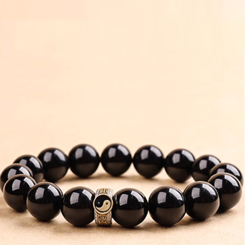 Nimara Ritual Black Obsidian Yin Yang Nine-Character Mantra Fulfilment Bracelet
