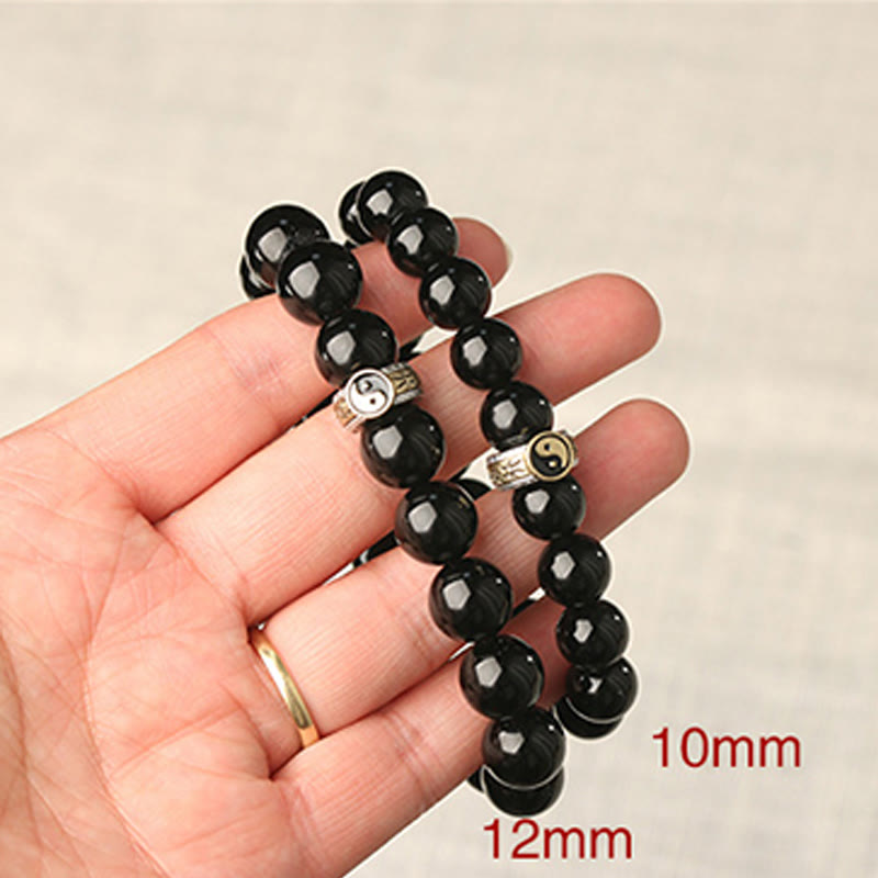 Nimara Ritual Black Obsidian Yin Yang Nine-Character Mantra Fulfilment Bracelet