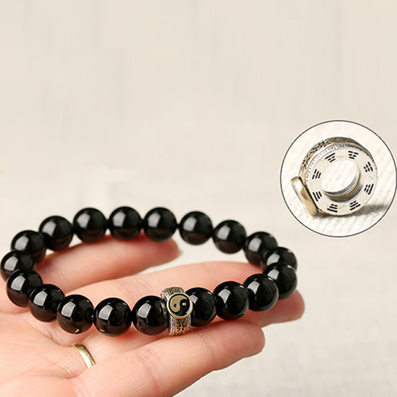 Nimara Ritual Black Obsidian Yin Yang Nine-Character Mantra Fulfilment Bracelet
