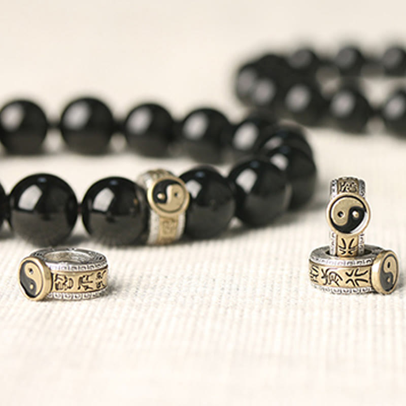 Nimara Ritual Black Obsidian Yin Yang Nine-Character Mantra Fulfilment Bracelet