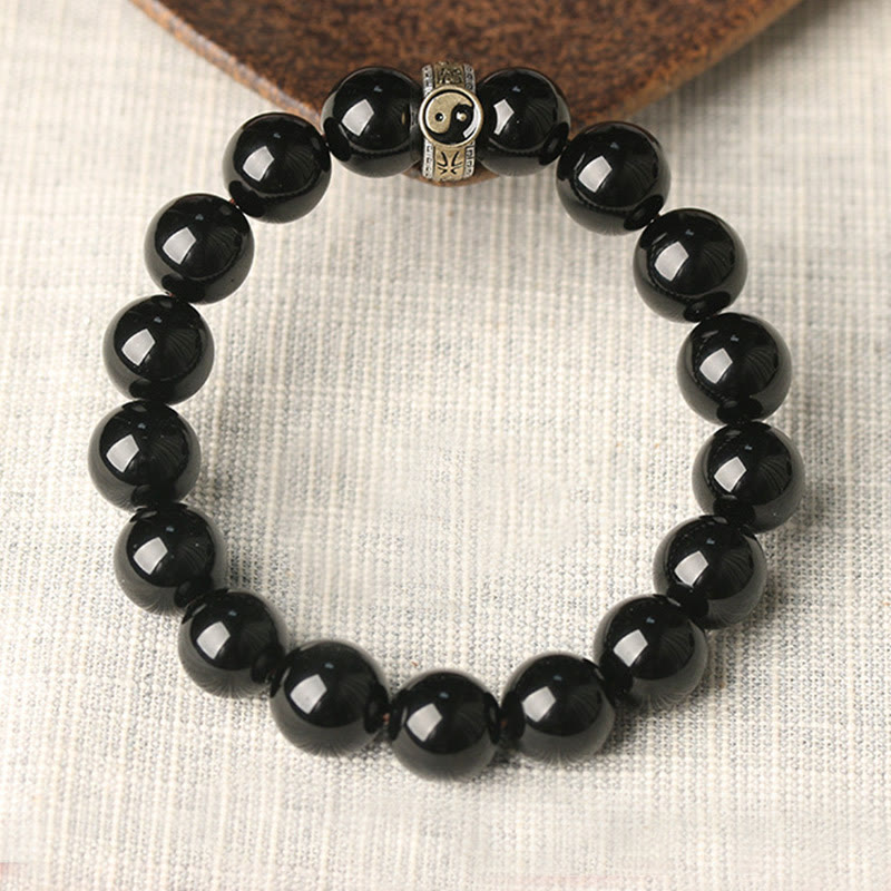 Nimara Ritual Black Obsidian Yin Yang Nine-Character Mantra Fulfilment Bracelet