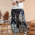 Nimara Ritual Dragon Print Cotton Men's Harem Ankle-Length Pants With Pockets