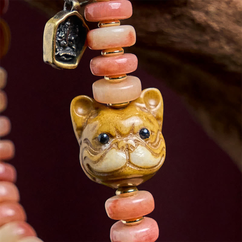 Nimara Ritual Natural Tibetan Camel Bone Purple Blood Beads Pug Luck Bracelet