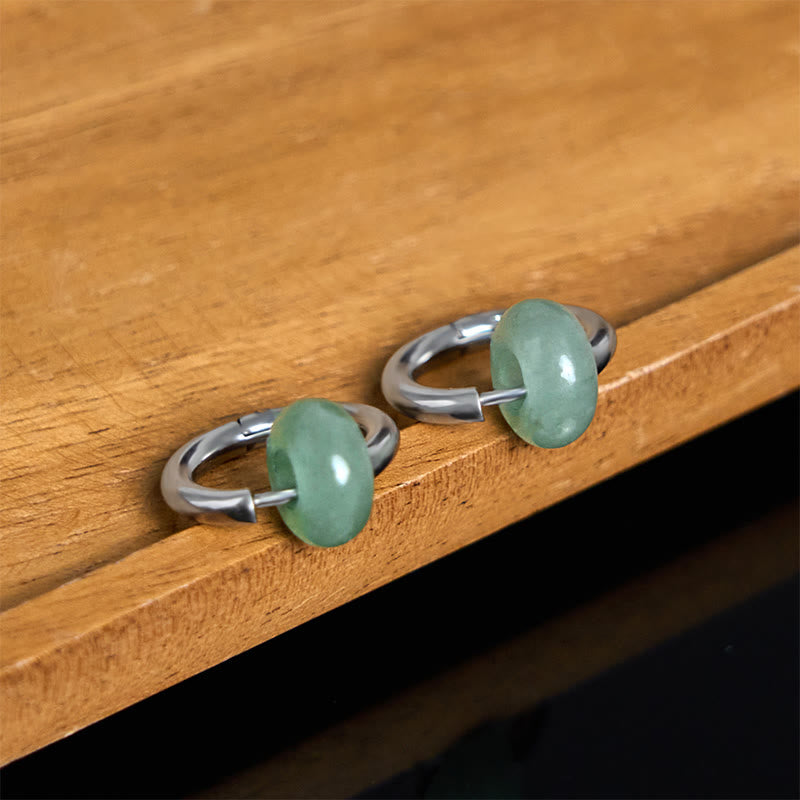 Nimara Ritual "Sending Calm and Elegance"Titanium Steel Jade Earrings Includes Gift Message Card