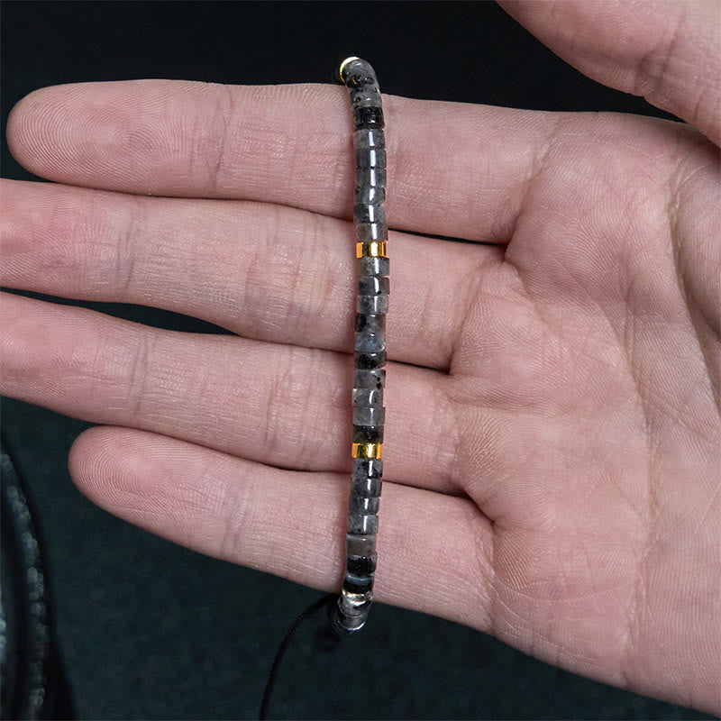 Nimara Ritual Natural Black Glitter Stone Courage Spacer Bead Bracelet