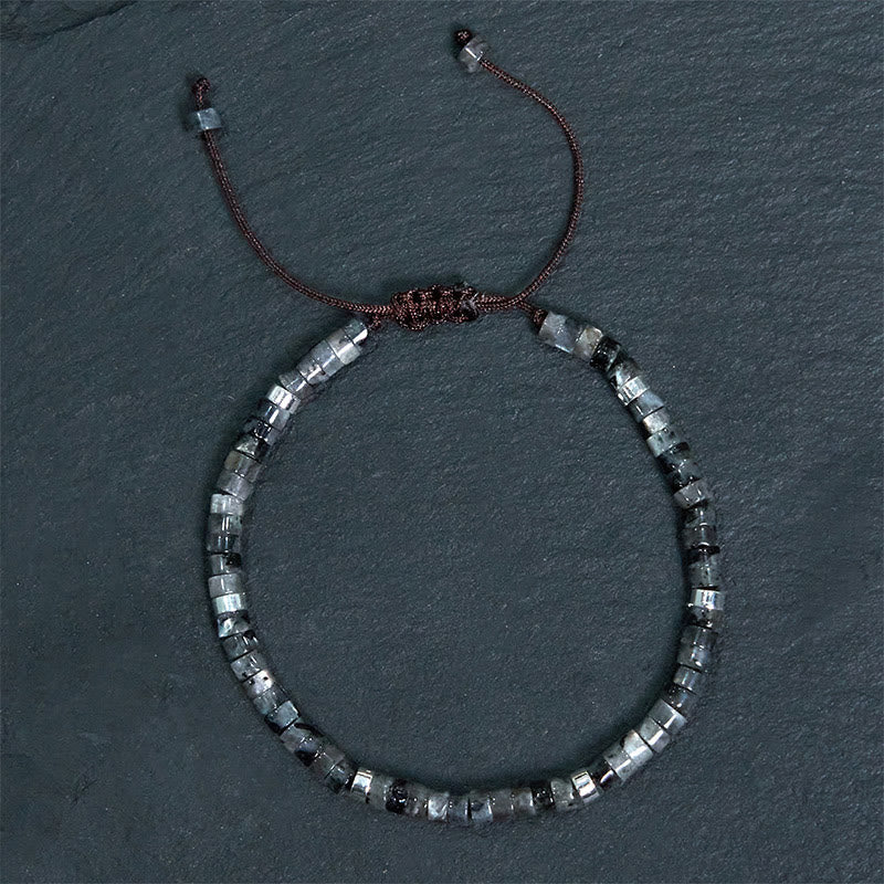 Nimara Ritual Natural Black Glitter Stone Courage Spacer Bead Bracelet